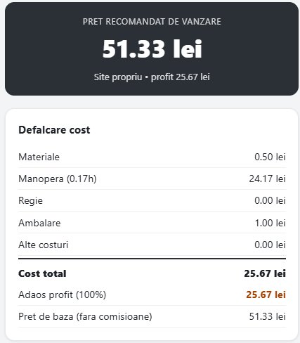 Calculator preturi produse handmade